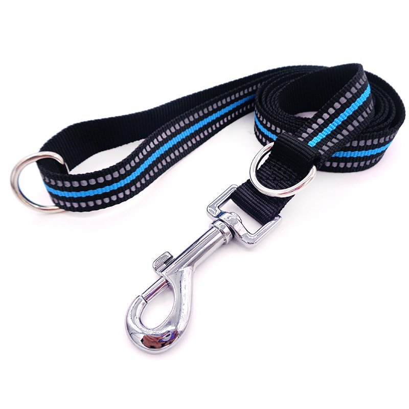 Reflective dual D-buckle pet traction rope